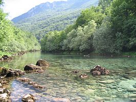 De Piva op de grens van Bosnië en Herzegovina en Montenegro