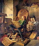 Adolf Schroedter: Don Quijote in der Studierstube lesend, 1834