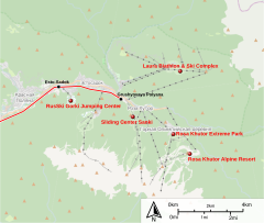 Übersicht des Skigebiets Krasnaja Poljana