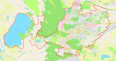 Mapa konturowa Stawropola, blisko centrum na prawo znajduje się punkt z opisem „Stawropol”