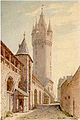 Eschenheimer Turm und Stadtmauer, Aquarell von C.T. Reiffenstein