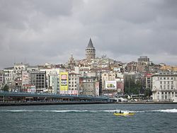 A view of the Karaköy skyline from the Bosphorus