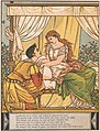 He stands—he stoops to gaze—he kneels—he wakes her with a kiss, woodcut by Walter Crane