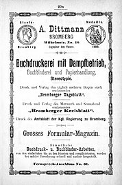 Advertising for Dittmann printhouse, 1890