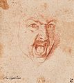 Head of a screaming warrior, drawing, Kunsthalle Bremen