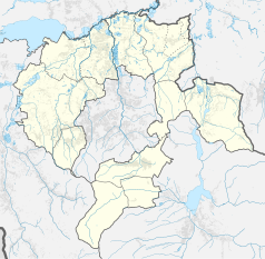 Mapa konturowa powiatu bielskiego, po lewej znajduje się punkt z opisem „Bielowicko”