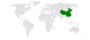 Location map for China and Palau.