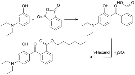 Synthese von 2-[4-(Diethylamino)-2-hydroxybenzoyl]benzoesäurehexylester