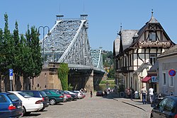 Blue Wonder bridge from Schillerplatz