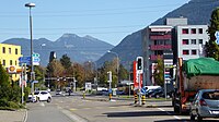 Kreuzung der Strasse Gams–Bendern mit der Hauptstrasse 13 Altstätten–Buchs