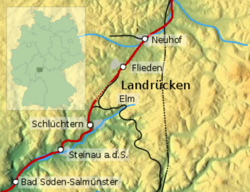 Railway tunnels in the German mountain range Landrücken