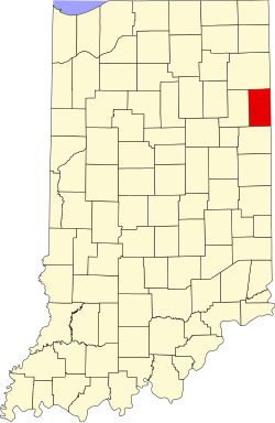 Karte von Adams County innerhalb von Indiana