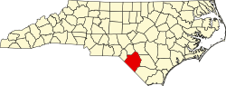 Karte von Robeson County innerhalb von North Carolina