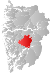 Lage der Kommune in der Provinz Vestland