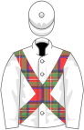 White, tartan cross belts