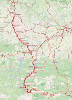 A Salzkammergutbahn útvonala