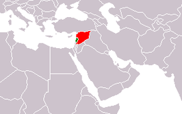 Syrië (rood) en Libanon (groen).