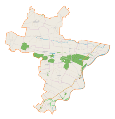 Mapa konturowa gminy Opatowiec, na dole nieco na lewo znajduje się punkt z opisem „Ławy”