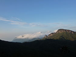 Pico da Neblina background covered by clouds, the highest point in Brazil located in the municipality, bordering Venezuela.