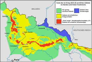 Lage des Schlachtfeldes in den "Roten Zonen" der französischen Westfront