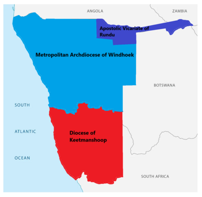 Map of each diocese's provenance in Namibia