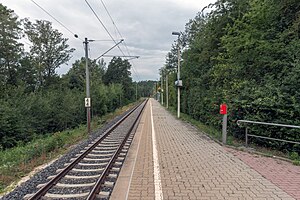 Railway track next to low platform