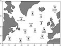 Wetterschiffstationen im Nordatlantik