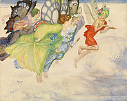 A Flight of Fairies, boekillustratie in gouache