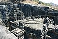 Kailasha temple(r. 756-773 CE), sculpted in a whole basalt rock cliff from the top down.