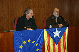 Fèlix Martí (rechts) tijdens een voordracht in Igualada in 2005