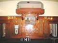 Stage and anaglypta wall covering in Lodge Room