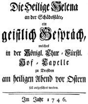 Johann Adolph Hasse – Sant’Elena al Calvario – deutsche Titelseite des Librettos – Dresden 1746