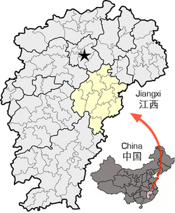 Location of Fuzhou City in Jiangxi