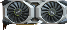 The image shows the radiator surface of the GeForce RTX 2080 VENTUS OC by MSI