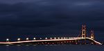 Night photograph of the Mackinac Bridge
