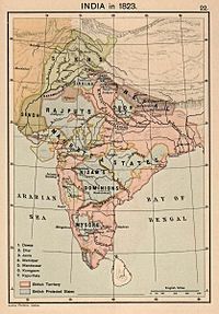 Political map of India in the year 1823