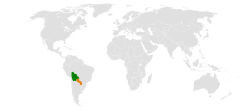 Map indicating locations of Bolivia and Paraguay