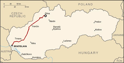 A Pozsony–Zsolna-vasútvonal útvonala