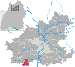 Elhelyezkedése Baden-Württemberg térképén