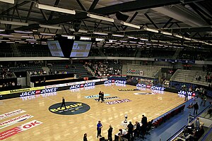 Die Gigantium Isarena mit Handballspielfeld