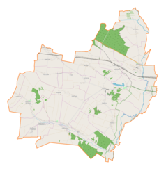 Mapa konturowa gminy Imielno, po prawej nieco u góry znajduje się punkt z opisem „Motkowice”