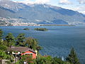 Le isole con sullo sfondo Ascona e il delta del fiume Maggia