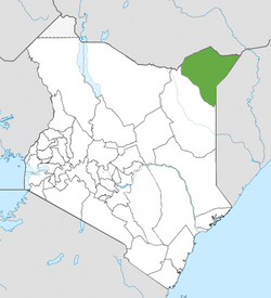 Location of Mandera County (Green)