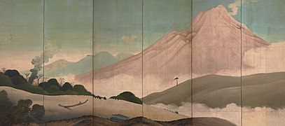 Landschaft mit Berg Asama