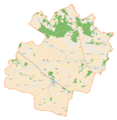 Mapa konturowa gminy Baboszewo, po lewej znajduje się punkt z opisem „Niedarzyn”