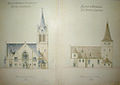 Pankratiuskirche von Süden im Bauplan von 1900 mit Darstellung des Zustands der Kirche seit 1610 (rechts)