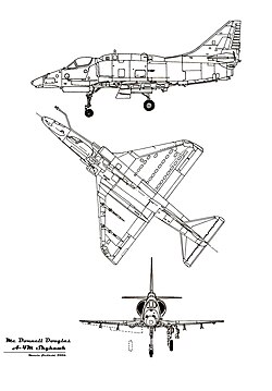 Az A–4M Skyhawk háromnézeti rajza