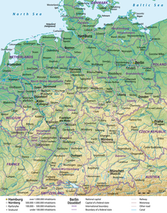 Map of Germany at List of twin towns and sister cities in Germany, by NordNordWest