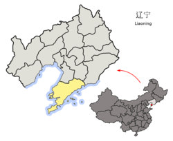 Location of Dalian City jurisdiction in Liaoning