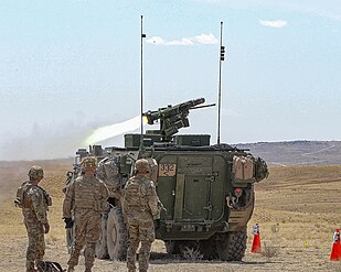 The M153A4 CROWS-J firing a Javelin missile